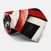 Punk Rock Red White Grunge Pattern Stropdas (Opgerold)