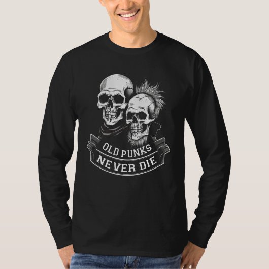 Punk Rock Skull Skeleton Mohawk Mohican Old Punks T-shirt (Voorkant)