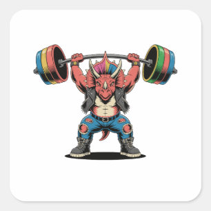 Punk Rock Stegosaurus Dinosaur Gitaar Spelend Vierkante Sticker