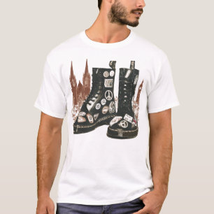 Punk Rock Strijdlaarzen Londense Silhouette Grunge T-shirt