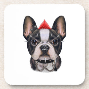 Punk Rock Style Franse Bulldog voor Hondenliefhebb Bier Onderzetter