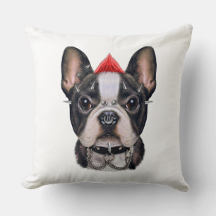 Punk Rock Style Franse Bulldog voor Hondenliefhebb Kussen