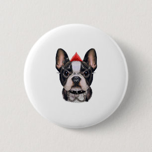Punk Rock Style Franse Bulldog voor Hondenliefhebb Ronde Button 5,7 Cm