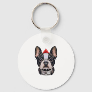 Punk Rock Style Franse Bulldog voor Hondenliefhebb Sleutelhanger