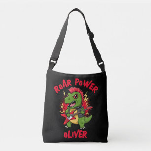 Punk Rock T-Rex dinosaurus speelt gitaar Crossbody Tas
