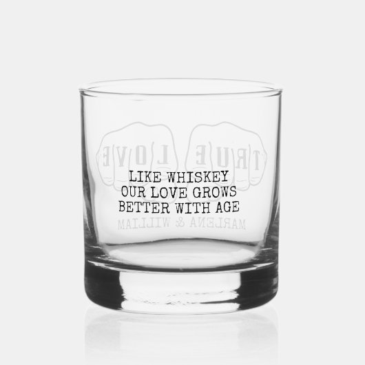 Punk Rock Tattoo Handen Ware Liefde Gepersonalisee Whisky Glas (Achterkant)