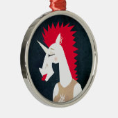 Punk Rock Unicorn Metalen Ornament (Rechts)