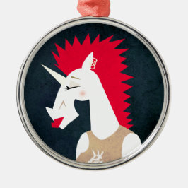 Punk Rock Unicorn Metalen Ornament