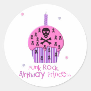 Punk Rock Verjaardagsprinses Ronde Sticker