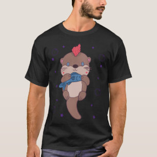 Punk Rock Zee Otter Schattige Mohawk Otter met Vis T-shirt