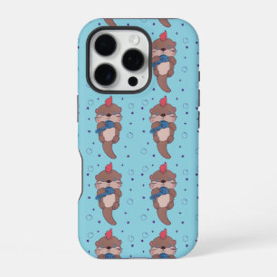 Punk Rock Zeeotter met Vis Grappige Dier Kunst iPhone 16 Pro Hoesje