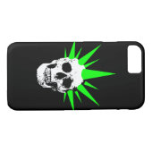 Punk rockschedel met Neon Green Spikey Hair Case-Mate iPhone Case (Achterkant (Horizontaal))