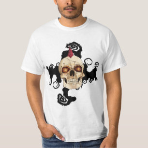 Punk rots Gothic Skull met Red Mohawk T-shirt