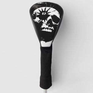 Punk schedel zwart en wit golfheadcover