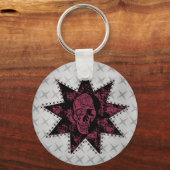 Punk Sleutelhanger van de schedel (Donkerroze) (Voorkant)