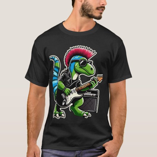 Punk Snoep Dinosaur Guitar Band T-shirt (Voorkant)