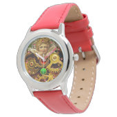 PUNK STEAM ANGEL, MECHANISME EN GEMSTONEN HORLOGE (Gekanteld)
