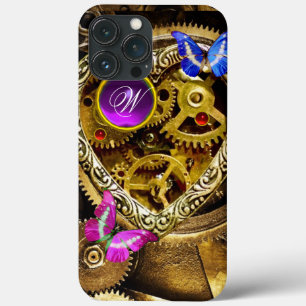 PUNK STEAM-VISTUIG, GEMSTONES, BUTTERFLIES MONOGRA iPhone 13 PRO MAX HOESJE