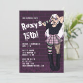Punk tiener meisje 15e verjaardag Kaart (Staand voorkant)