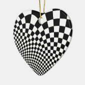 Punk vervormd retro dambord in zwart-wit keramisch ornament (Links)