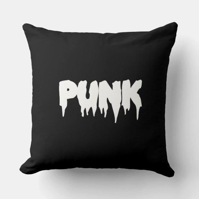  PUNK witte dop Font/Black Bkg Pillow Kussen (Voorkant)