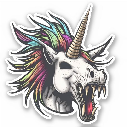 Punk Zombie Unicorn Sticker (Voorkant)