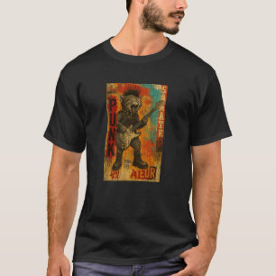 Punkkat met elektrische gitaar die een Mohawk Vint T-shirt