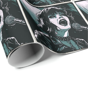Punkrockzangeres Rebellengeschreeuw Muziekfans Cadeaupapier
