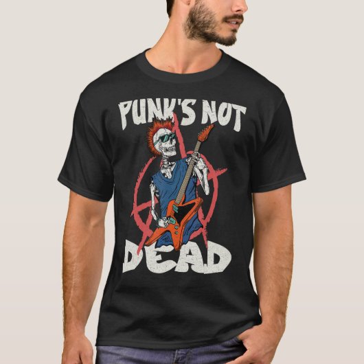 Punk's not Dead Anarchy Skeleton Guitar Co T-shirt (Voorkant)