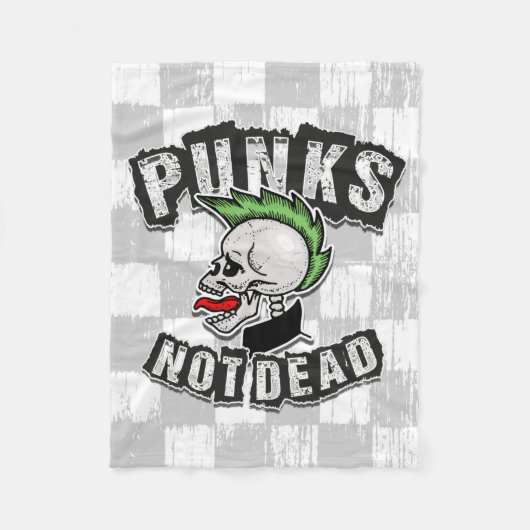 Punkt Not Dead Skull Mohawk Punk Rock Rocker Fleece Deken (Voorkant)