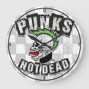 Punkt Not Dead Skull Mohawk Punk Rock Rocker Grote Klok