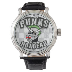 Punkt Not Dead Skull Mohawk Punk Rock Rocker Horloge