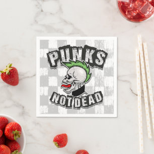 Punkt Not Dead Skull Mohawk Punk Rock Rocker Servet