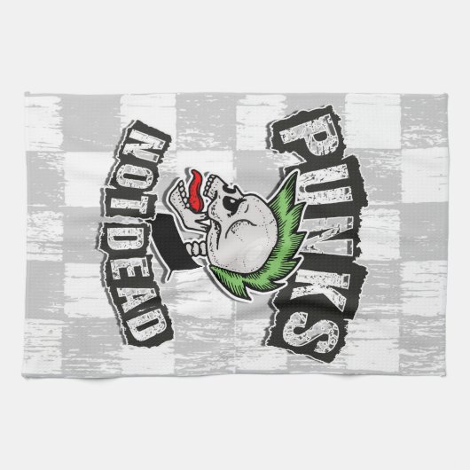 Punkt Not Dead Skull Mohawk Punk Rock Rocker Theedoek (Horizontaal)