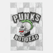 Punkt Not Dead Skull Mohawk Punk Rock Rocker Theedoek (Verticaal)