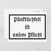 Pünktlichkeit ist unsere Pflicht Briefkaart (Voorkant / Achterkant)