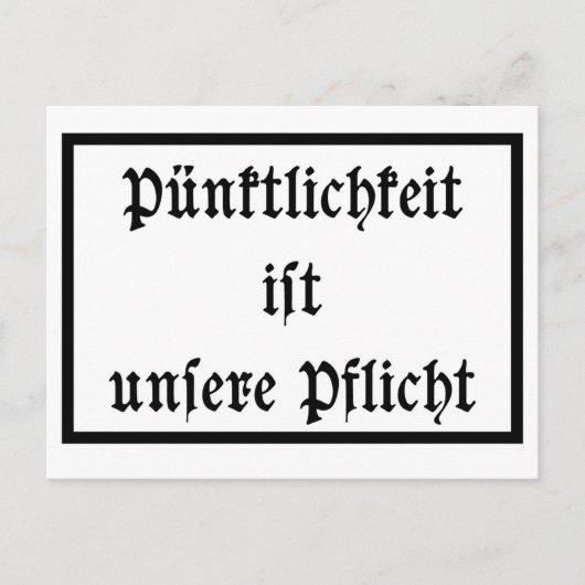 Pünktlichkeit ist unsere Pflicht Briefkaart (Voorkant)
