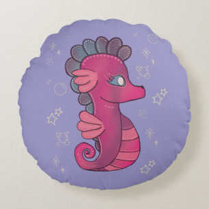 Punky Seahorse Schattig Roze Zeepaardje Rond Kussen