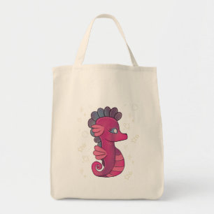 Punky Seahorse Schattig Roze Zeepaardje Tote Bag