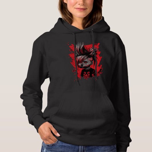 Punky Yorkshire Terrier Hoodie (Voorkant)