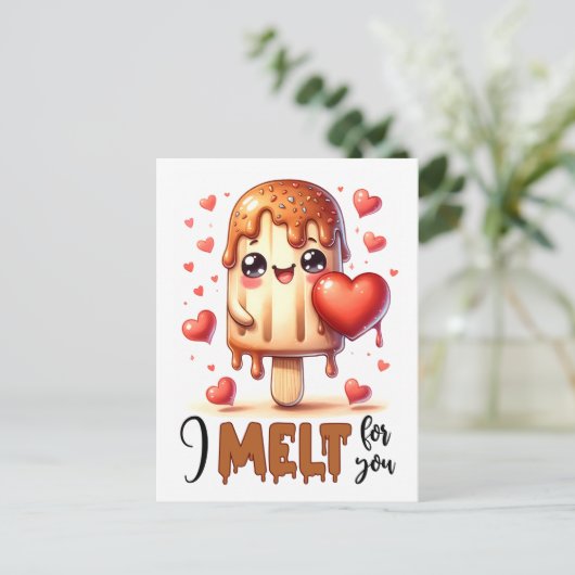 Punny ik smelt voor je Valentijn Briefkaart (Staand voorkant)