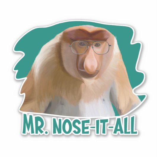 Punny Proboscis Aap Sticker (Voorkant)