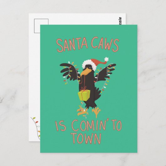 Punny Santa Caws Kerstfeestdag Briefkaart (Voorkant / Achterkant)