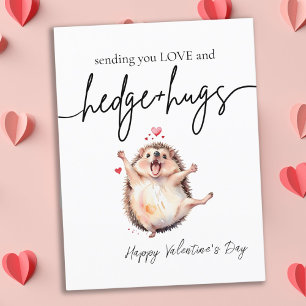 Punny Waterverf Happy Hedgehog Valentijnsdag Briefkaart