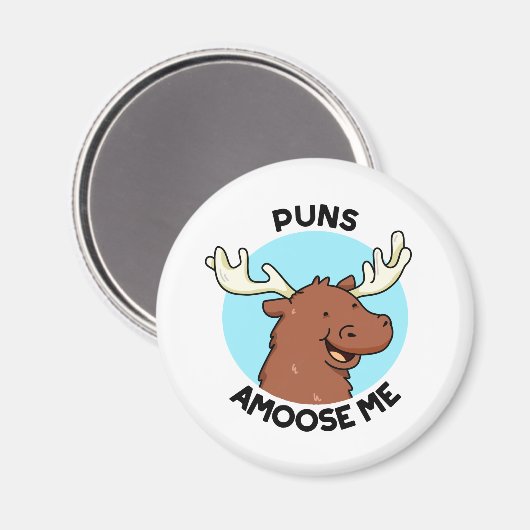 Puns Amoose me Funny Moose Pun Magneet (Voorkant / Achterkant)