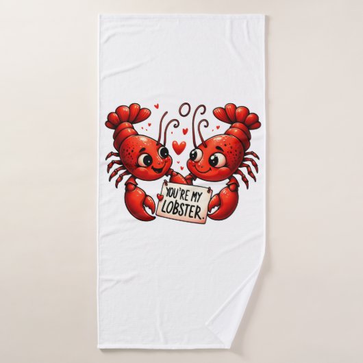 Puns d'amour du homard (Serviette de bain)