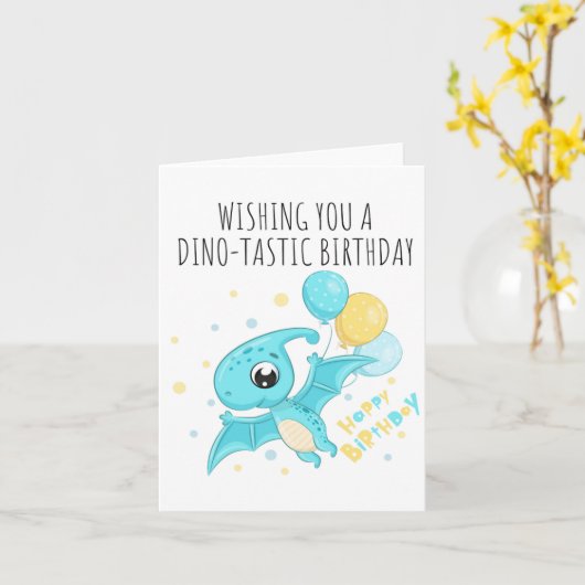 Puns Dino-Tastic Carte Anniversaire (Fleur jaune)