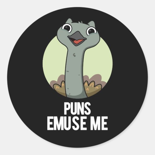 Puns Emuse me Funny Emu Pun Dark BG Ronde Sticker (Voorkant)