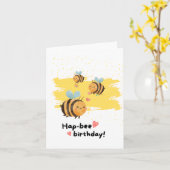 Puns Hap-Bee Carte Anniversaire (Fleur jaune)