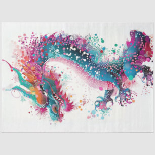 Punt geschilderd regenboog kleuren draak decoupage tissuepapier